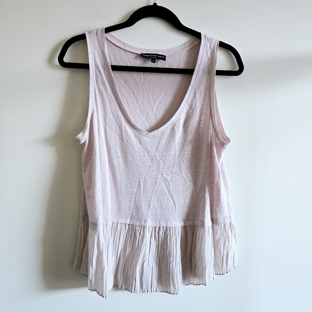 GENERATION LOVE | M Linen and Cupro Sleeveless Blouse Tank Top | baby pink